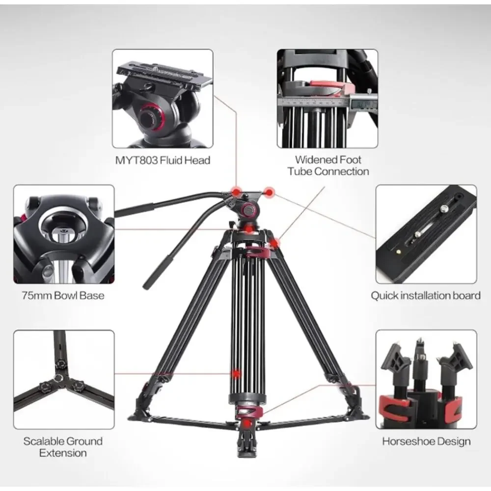 miliboo MTT609A Heavy Duty Video Tripod Fluid Head 33lb Open Box